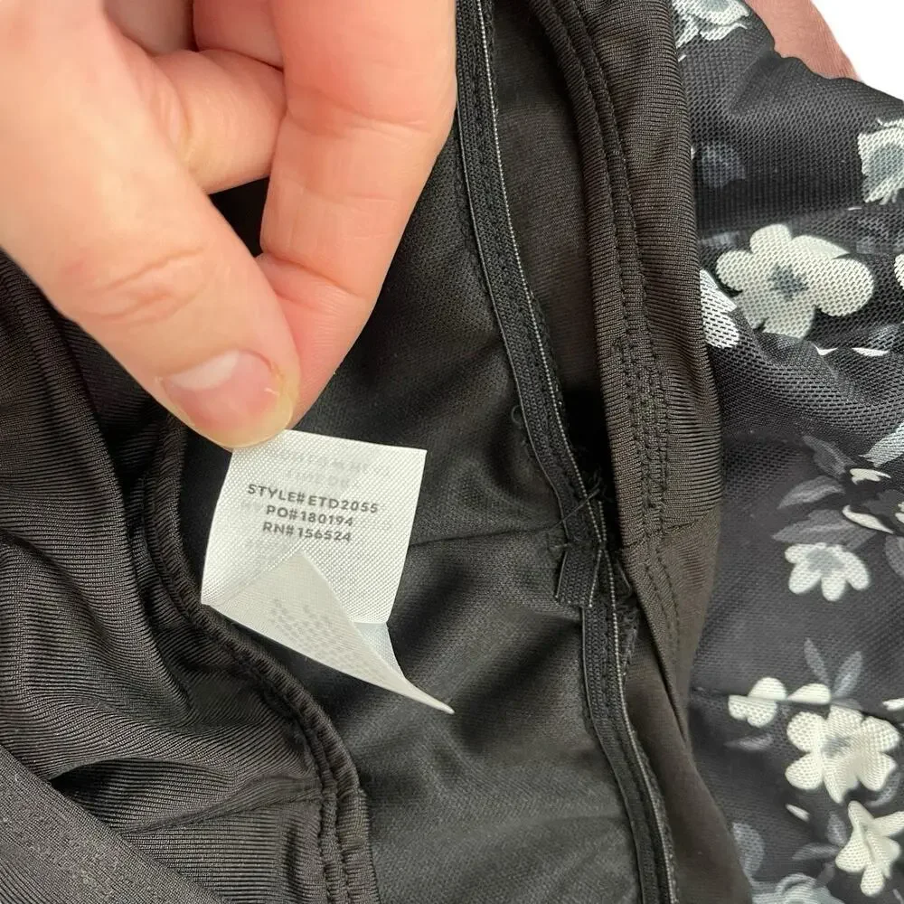 NWT Lulu's Womens XL Bodysuit Tank Top Tie Straps Black Gray Floral Thong Snap - Picture 4 of 13